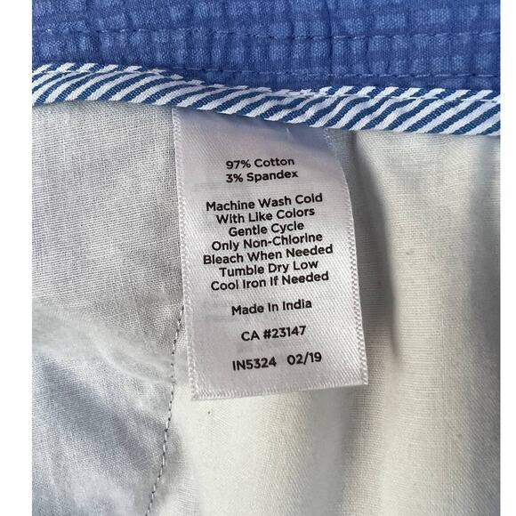 Talbots Girlfriend Chino Blue Seersucker Capri Pants Woman's Size 10P Button/Zip - Picture 11 of 11